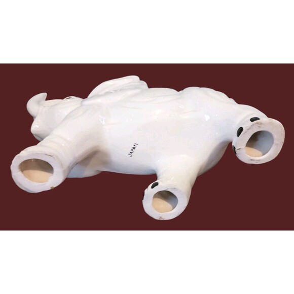 VTG Large Ceramic White Elephant Figurine Trunk Up Good Luck Hand Painted Japan - Picture 6 of 7